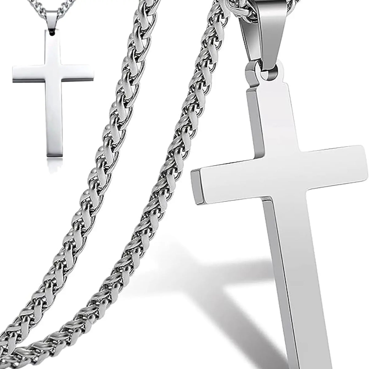 Gold Plated Stainless Steel Simple Big Cross Pendant Necklace Large Dainty Christian Cross Necklace for Men & Women Fashion Jewelry
