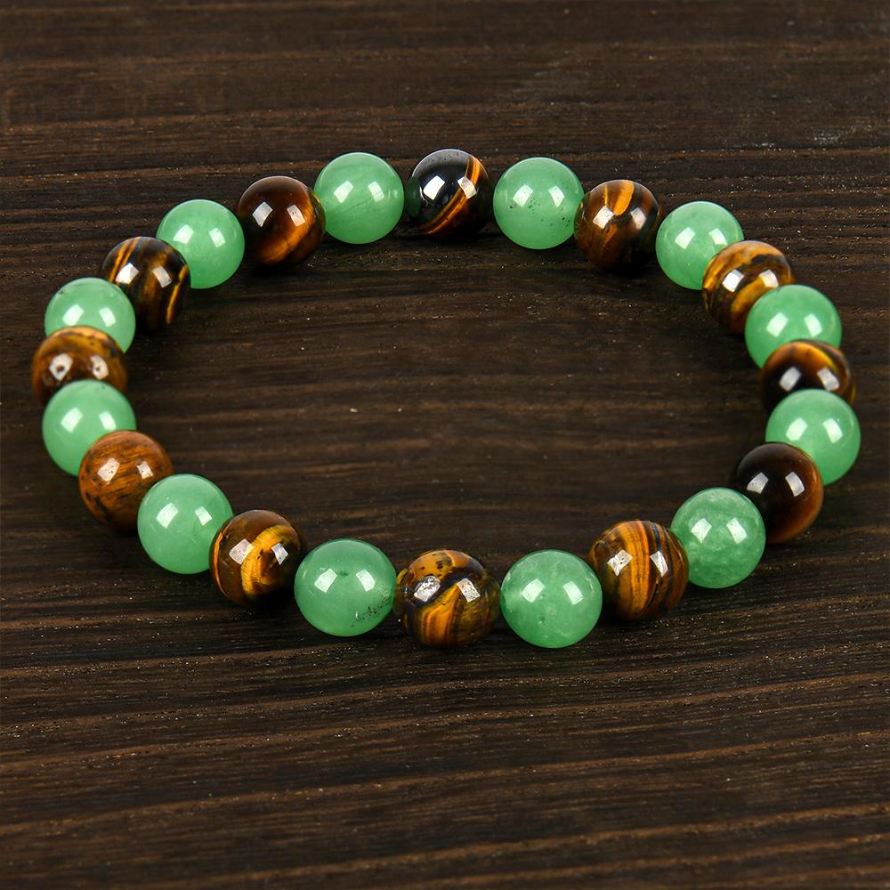 1pc Arpurraina Money Attraction Bracelet with Green Aventurine & Tiger Eye - blue friendship bracelet beaded jewelry protection bracelet encouragement gift fashion artificial bracelet of the day Colorblock Beaded Crystal Bracelet