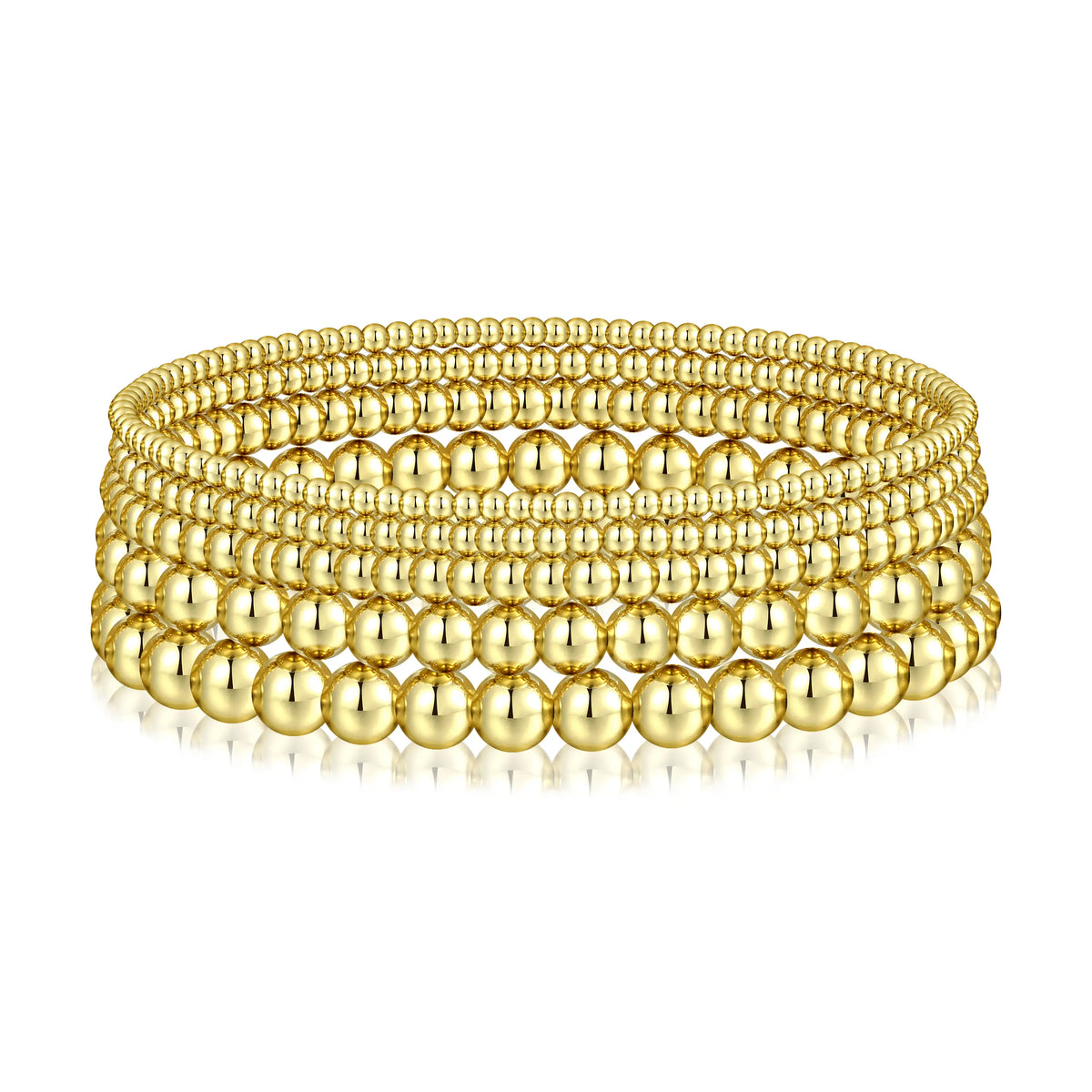 Gold Bracelet for Women Waterproof, Beaded Strand Bead Ball Bracelet stack Adjustable for Gifts